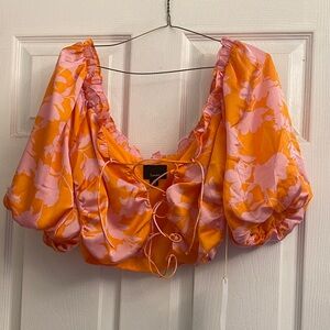 Lumiere Orange and Pink Floral Blouse